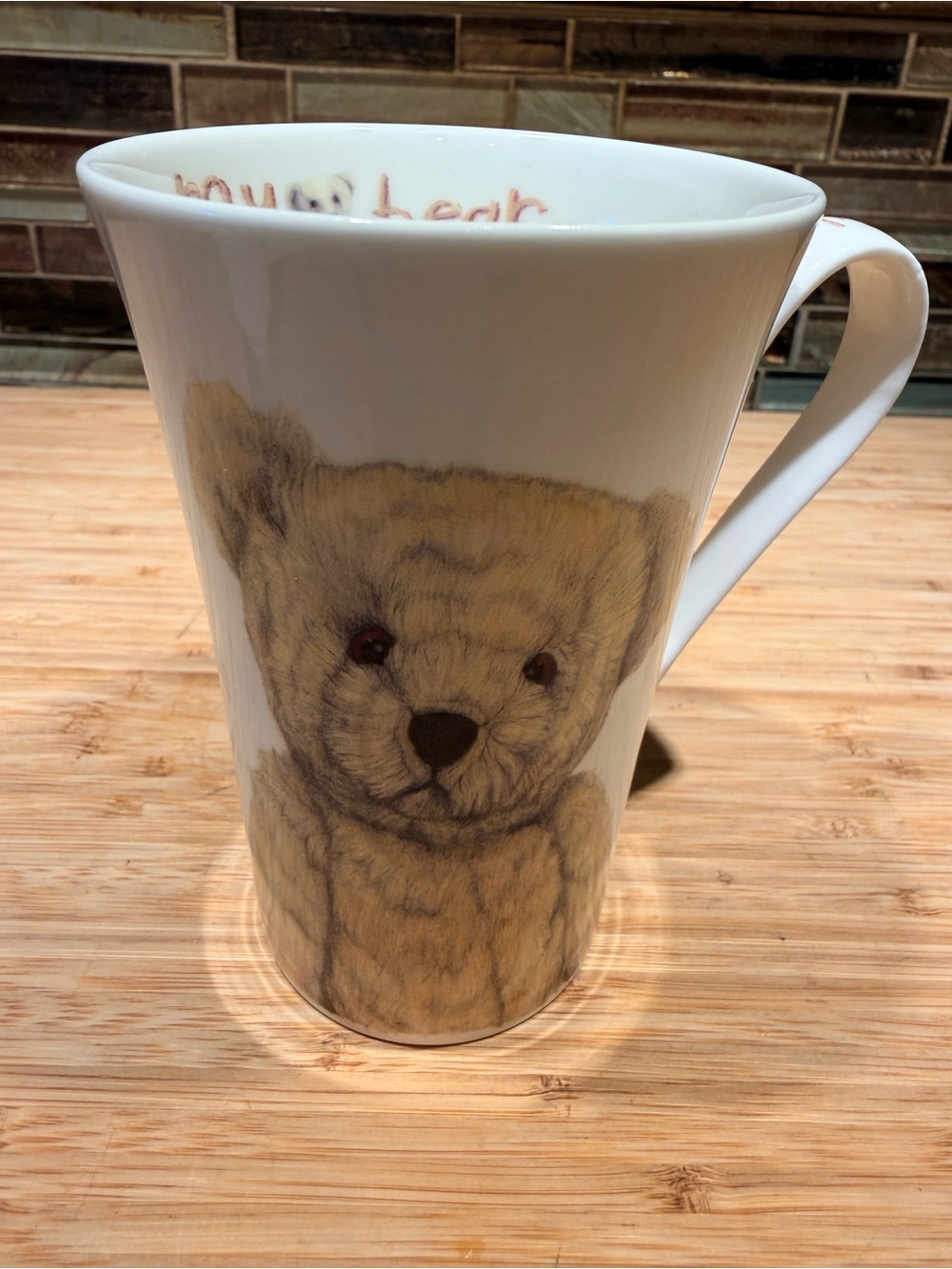 White Porcelain Mug with Cute Teddy Bear Illustration MY BEARS